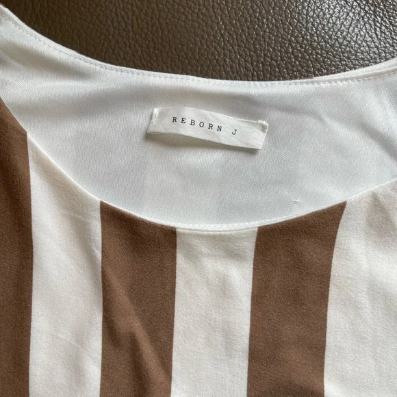 Taupe Cream Stripe Dress - Picture 4 of 5